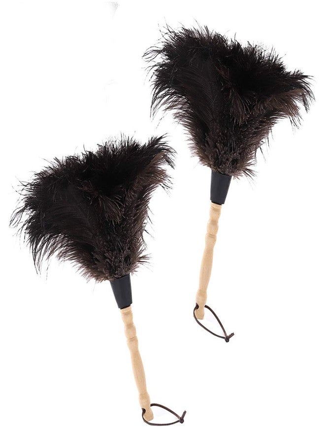 Midoneat Natural Black Ostrich Feather Duster,2 Packs,Car Duster Interior/Exterior Cleaner, Cleaning for Blinds Kitchen Keyboard Office, Smart and Soft and Fluffy (Black) - Image 1