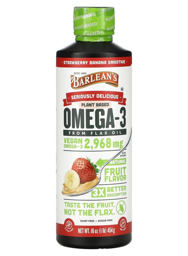 BARLEAN'S Seriously Delicious Omega-3 from Flax Oil Strawberry Banana Smoothie 2968 mg 16 oz (454 g) 