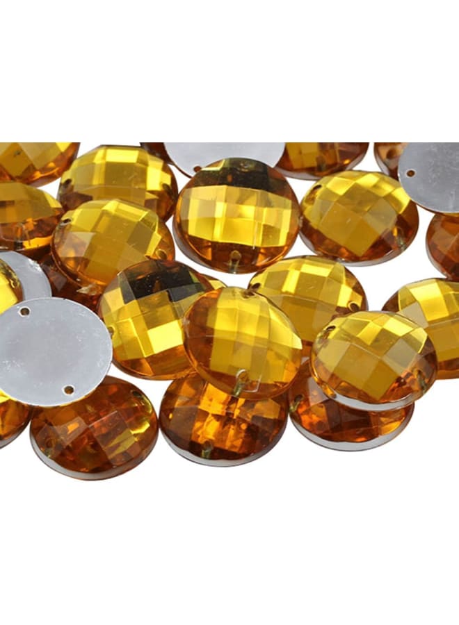 10mm Gold Topaz CH16 Flat Back Sew On Round Beads Acrylic Rhinestones Sewing Plastic Gems with Holes for Jewelry, Clothes, Garment Embelishments, Shoes, Cosplays, Crafts 100 Pieces  - Image 1