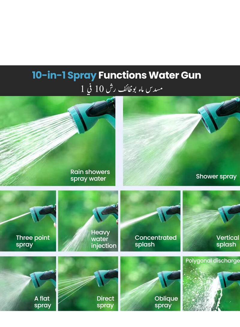 ABJ 30M Garden Hose Reel Set with 10-Function Spray Gun – Portable Hose Holder for Outdoor Watering, Lawn Care, and Car Washing (mint green) - Image 2