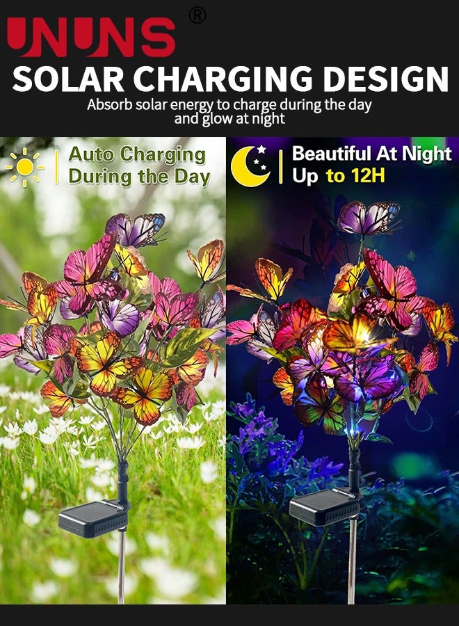 UNUNS أضواء LED للحديقة الشمسية، مصابيح شمسية زخرفية مقاومة للماء، أضواء زخرفية على شكل فراشة من الألياف البصرية، أضواء شمسية على شكل فراشة لمسار ساحة الحديقة  - Image 2