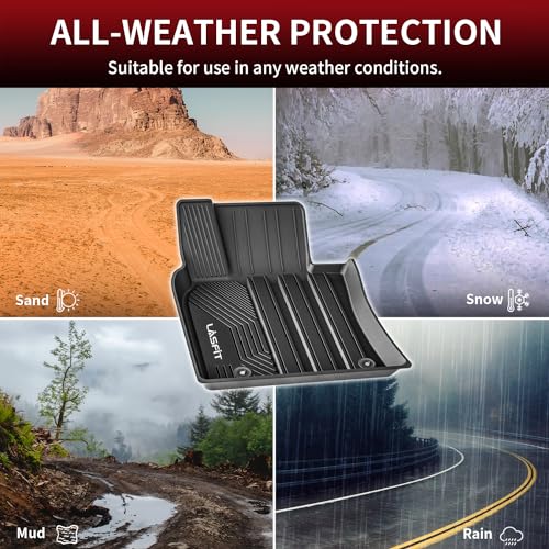 LASFIT حصائر أرضية LASFIT تناسب تويوتا كامري 2018-2024، دفع أمامي فقط (لا تناسب الهجين أو الدفع الرباعي)، حصائر أرضية TPE مخصصة لجميع الأحوال الجوية للصفين الأول والثاني، باللون الأسود - Image 5