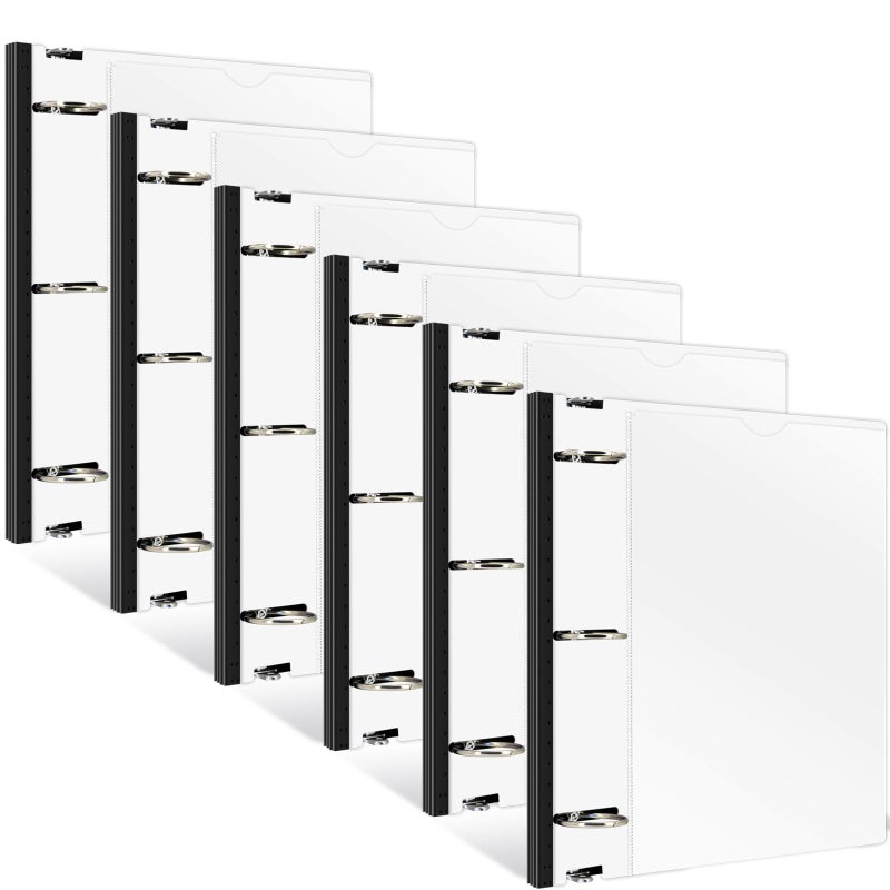 INFUN 1.5 Inch Telescoping 3 Ring Binder - 6PCS, Flexible Round Binder with Customizable Front Cover and Clear Catalog Pocket, 1.5Inch Rings, 370 Sheet Capacity-White - Image 1