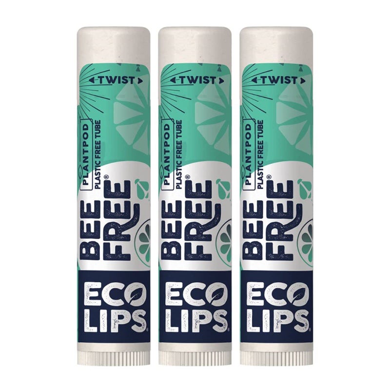 Eco Lips Vegan Lip Balm Sweet Mint by Eco Lips flavor 3 Pack Natural Bee Free with Candelilla Wax Organic Cocoa Butter  Coconut Oil Lip Care 100 PlasticFree Plant Pod Packaging  Made in USA