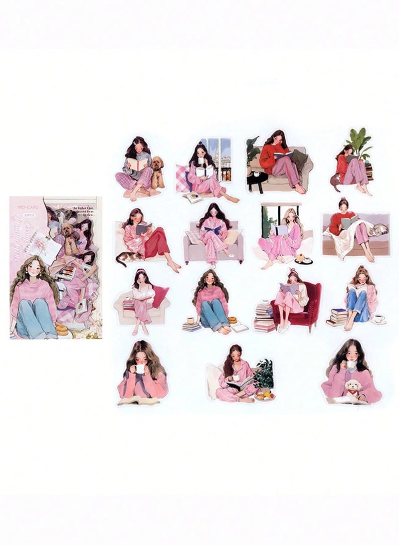Elegant Feminine Anime-Themed Notebook Stickers – Set of 30 – Perfect for Decorating Notebooks, Journals, Gifts, and Cards  - Image 3