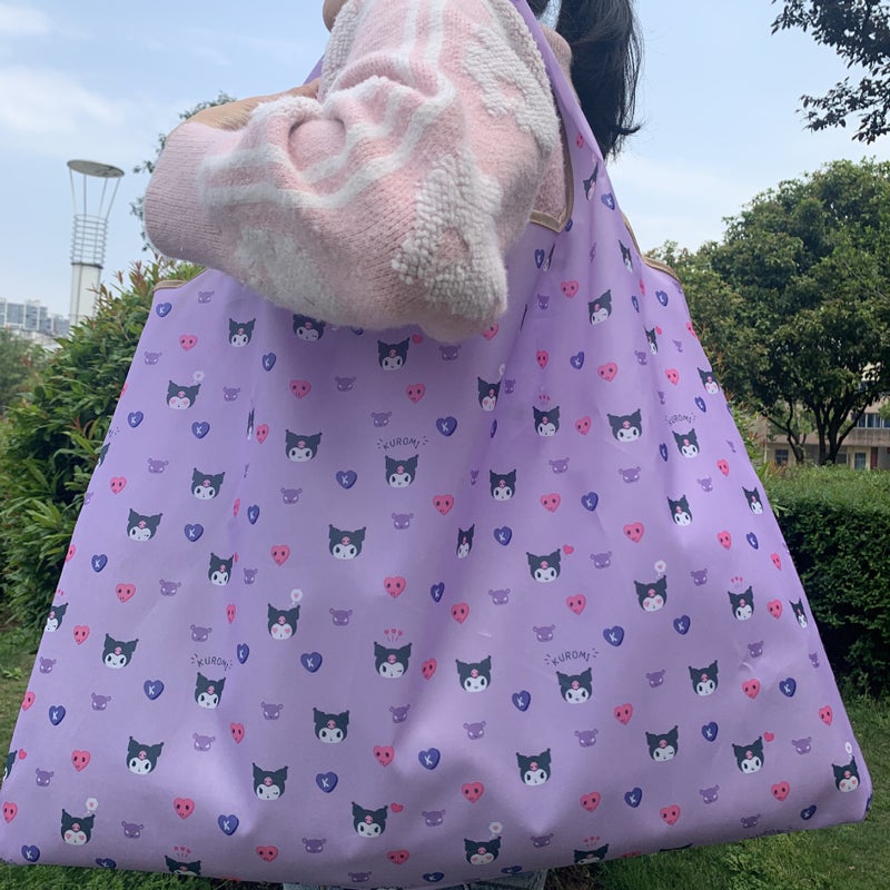 Japanese Cartoon Foldable Eco Bag Purple Cartoon 