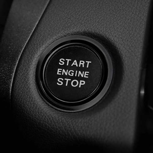 HHZL Push Start Button Cover Start Stop Button Cover for Audi Accessories Car Aluminum Metal Ring Engine Push Stop Buttons for Audi A4 LA5 A6 Q3 Q5 Q7 Key Ignition Switch Knob DecorationsBlack - Image 1