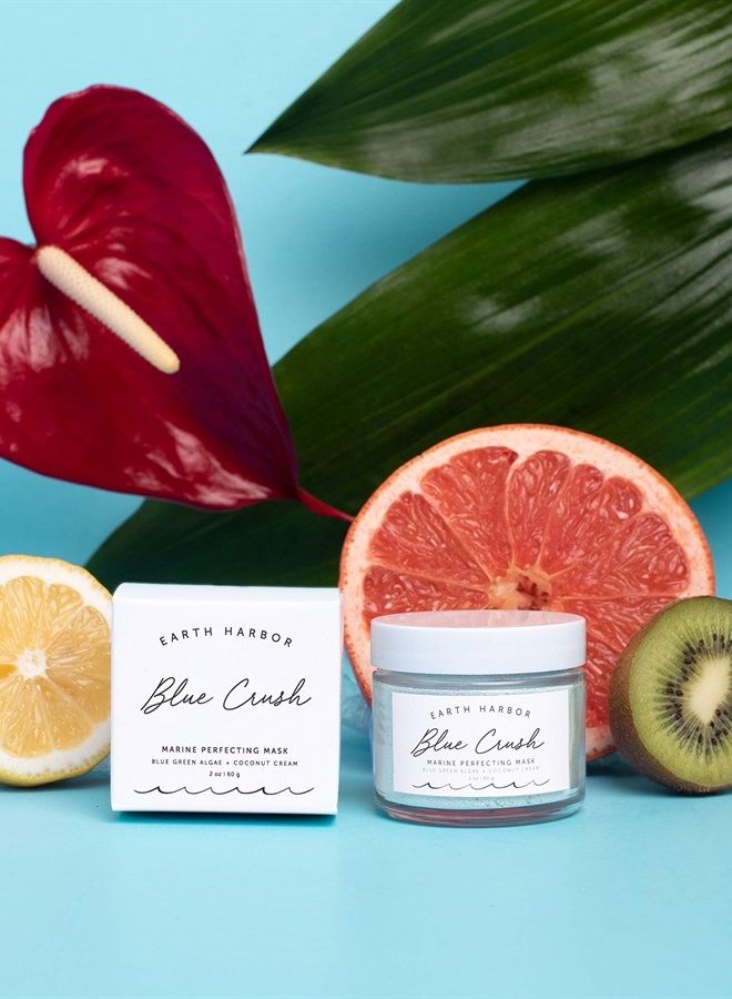 Earth Harbor BLUE CRUSH Marine Perfecting Mask | Natural & Nontoxic | Organic Blue Green Algae, Coconut Cream & Indigo | Exfoliates & Nourishes | 2 oz - Image 5