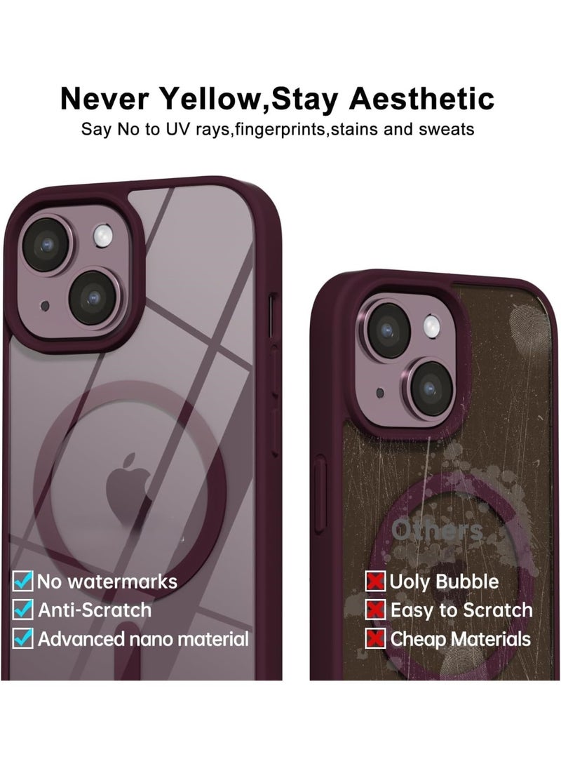 ACLIX Clear Magnetic Case for iPhone 13 [Shockproof & Slim] Transparent Clear Hard Back Cover with high-Grade Protection | Deep Red - Image 2