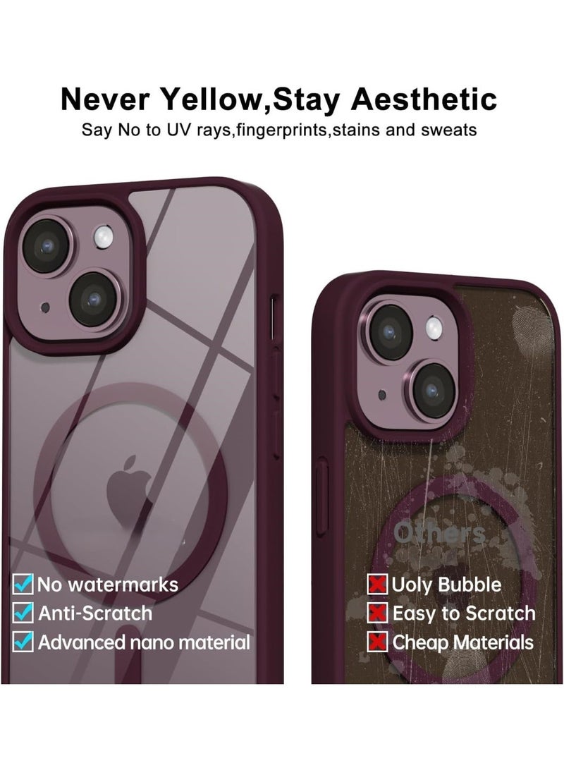ACLIX Clear Magnetic Case for iPhone 13 [Shockproof & Slim] Transparent Clear Hard Back Cover with high-Grade Protection | Burgundy - Image 3