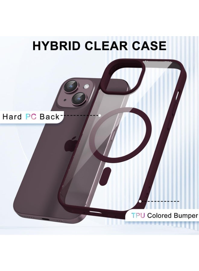 ACLIX Clear Magnetic Case for iPhone 13 [Shockproof & Slim] Transparent Clear Hard Back Cover with high-Grade Protection | Burgundy - Image 5