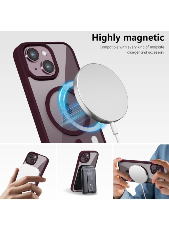 ACLIX Clear Magnetic Case for iPhone 13 [Shockproof & Slim] Transparent Clear Hard Back Cover with high-Grade Protection | Burgundy - Image 4