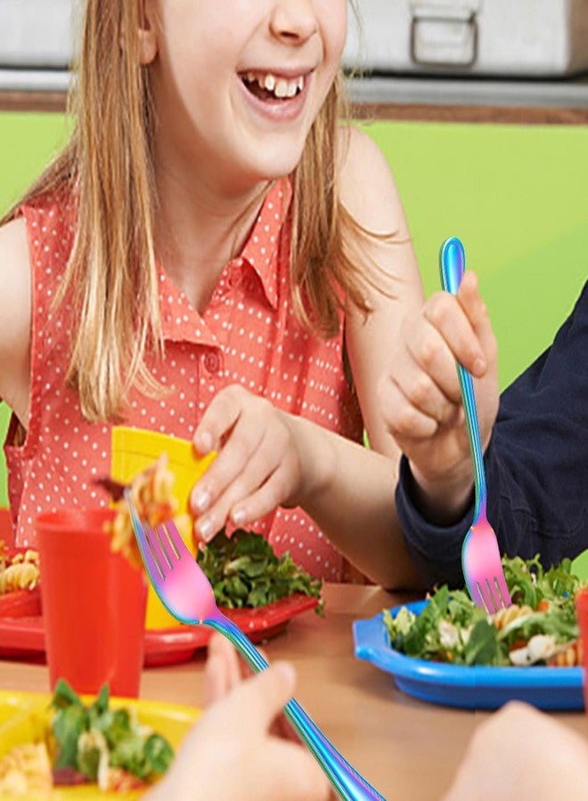يانيو طقم أدوات مائدة للأطفال من ليانيو، مكون من 10 قطع بألوان قوس قزح، يتضمن شوك وملاعق، مصنوع من الفولاذ المقاوم للصدأ، مناسب للأطفال الصغار، مثالي للمنزل ورياض الأطفال، آمن للاستخدام في غسالة الصحون. - Image 5