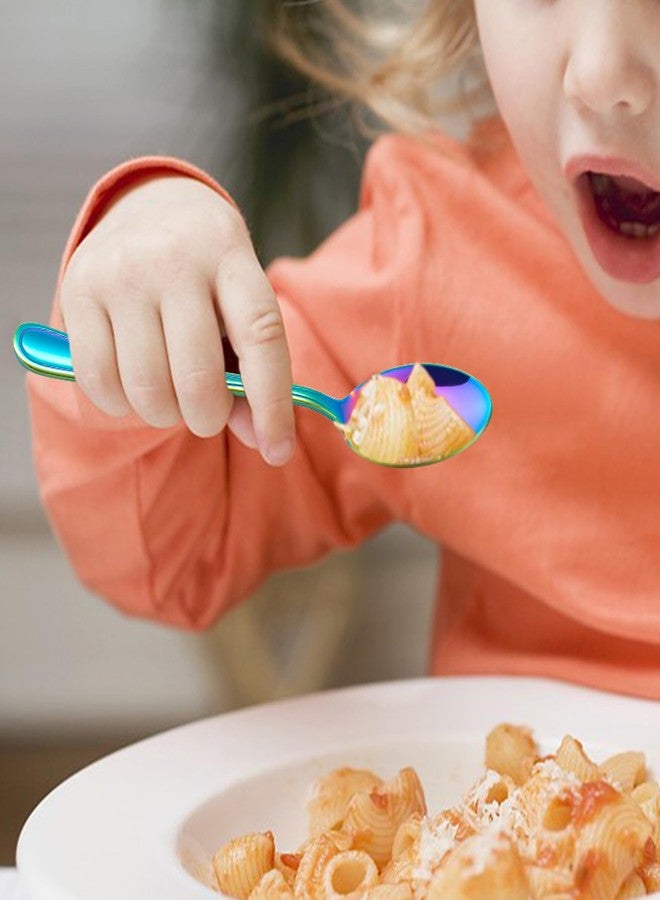 يانيو طقم أدوات مائدة للأطفال من ليانيو، مكون من 10 قطع بألوان قوس قزح، يتضمن شوك وملاعق، مصنوع من الفولاذ المقاوم للصدأ، مناسب للأطفال الصغار، مثالي للمنزل ورياض الأطفال، آمن للاستخدام في غسالة الصحون. - Image 4