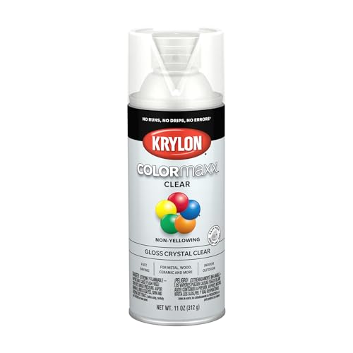 Krylon K05515007 COLORmaxx Acrylic Clear Finish for Indoor/Outdoor Use, Gloss Crystal Clear , 11 Ounce (Pack of 1) - Image 1