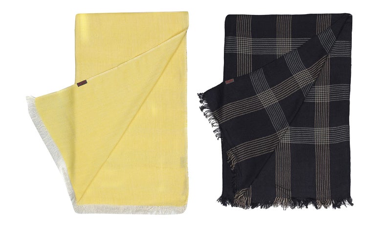Flyer Women'S Stole for Female/Scarf Colour- Yellow & Purple AND Black & Cream Soft Viscose Ethnic Scarves Pack Of 2 ST-08-ST-11 - Image 5