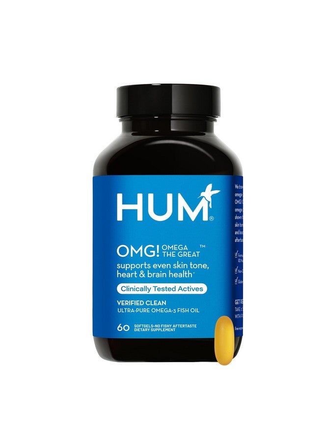 HUM OMG! Omega The Great - Triple Omega 3 Fish Oil Supplement with DHA, EHA & Vitamin E to Support Bright & Even Skin Tone - Gluten Free & Non-GMO (60-Count) - Image 1