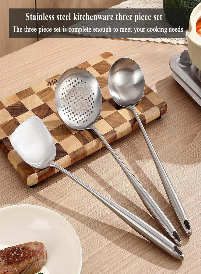 Stainless Steel Cookware Set (Includes Spatula, Soup Spoon, and Strainer) Silver 3PCS - Image 3