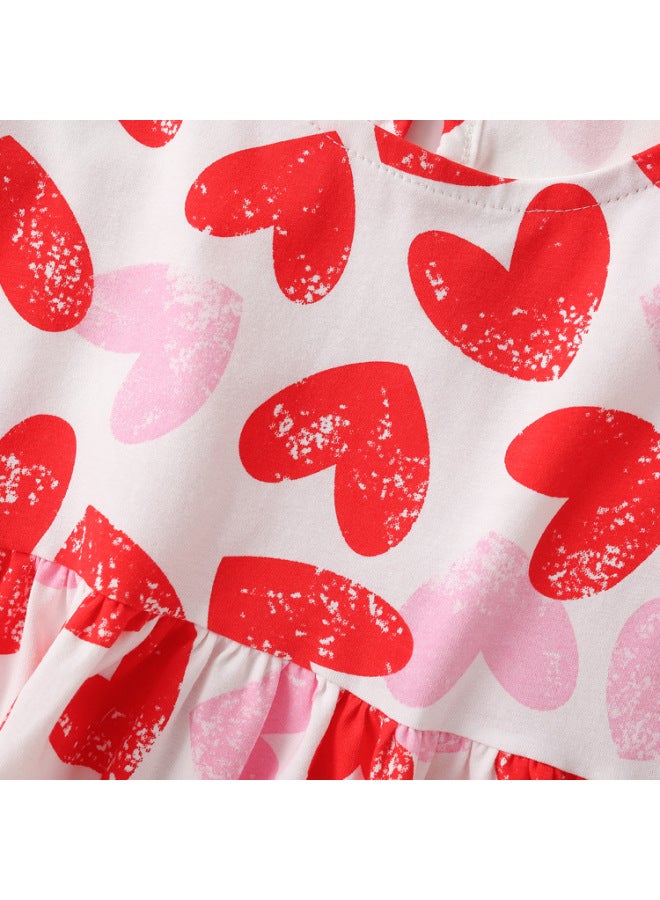 Malwee Girls Dress Summer New European And American Children's Short Sleeve Princess Skirt Printed Children's Skirt - Image 3