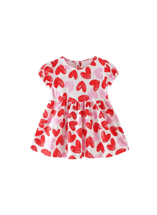 Malwee Girls Dress Summer New European And American Children's Short Sleeve Princess Skirt Printed Children's Skirt - Image 5