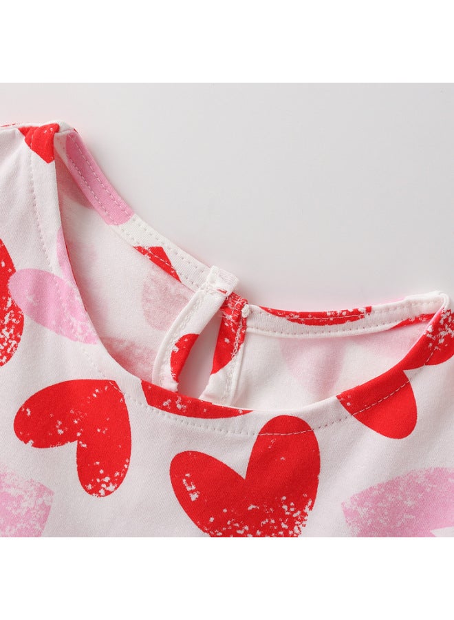 Malwee Girls Dress Summer New European And American Children's Short Sleeve Princess Skirt Printed Children's Skirt - Image 2