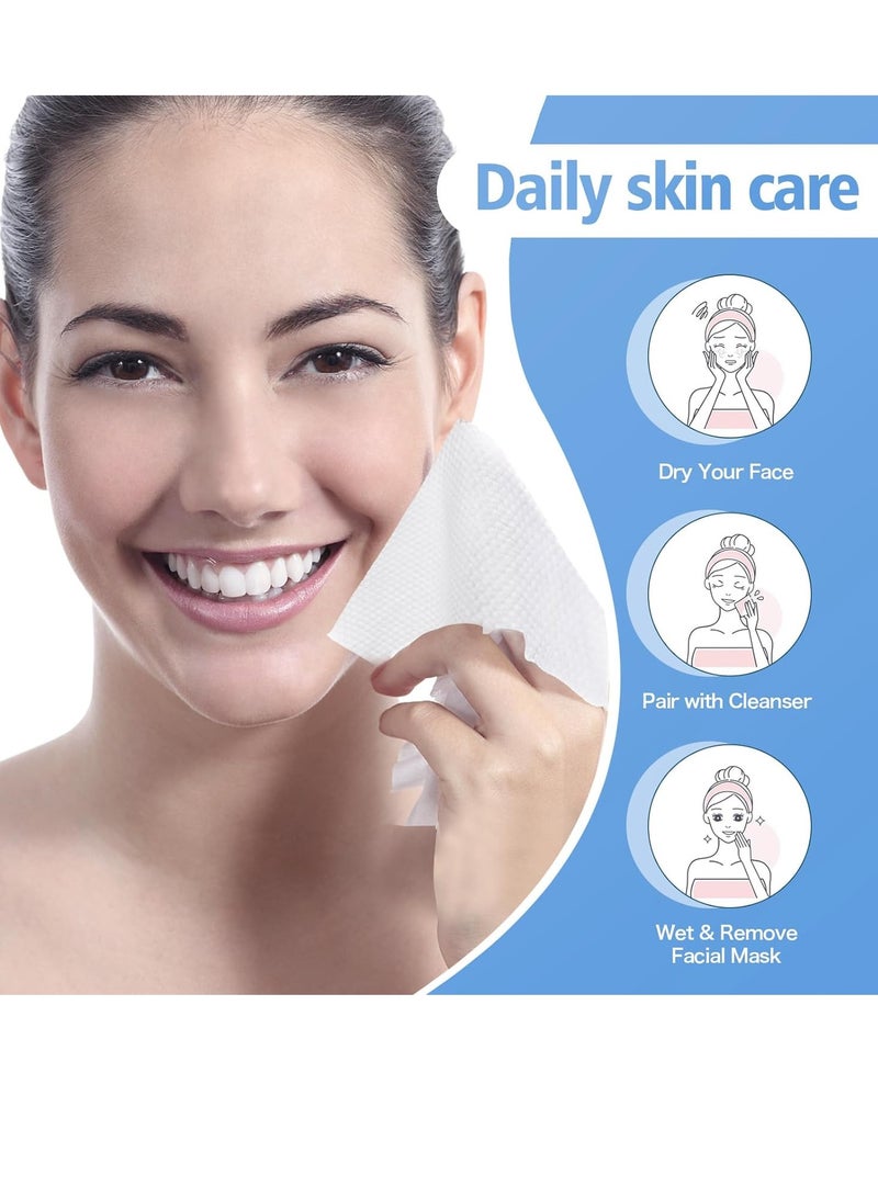 Zikra Disposable Face Towel Thickening Ultra Soft Washcloths 180 Count Facial Cotton Tissue Lint-free cotton dry wipes Multi-Purpose for Skin Care Make-up Wipes Face Wipes and Facial Cleansing - Image 4