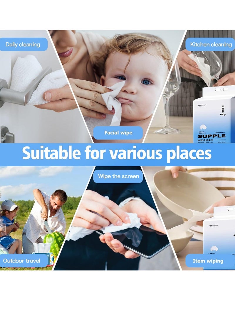 Zikra Disposable Face Towel Thickening Ultra Soft Washcloths 180 Count Facial Cotton Tissue Lint-free cotton dry wipes Multi-Purpose for Skin Care Make-up Wipes Face Wipes and Facial Cleansing - Image 3