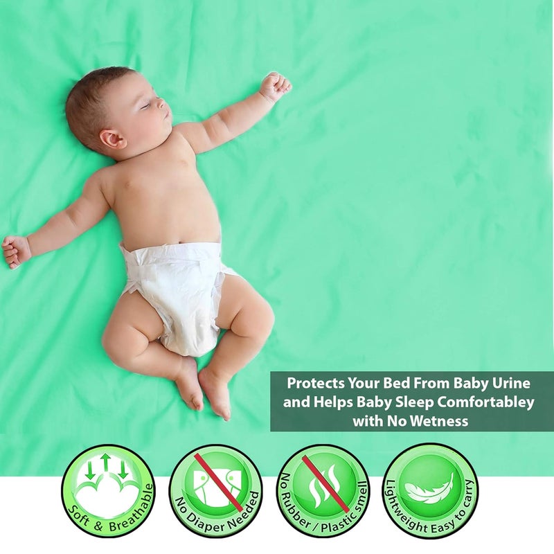 POLKA TOTS Waterproof & Reusable Baby Bed Protector Absorbent Mat Dry Sheet for New Born Infants (Mint, 100 X 140 CM, Large) - Image 4