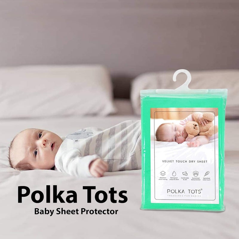 POLKA TOTS Waterproof & Reusable Baby Bed Protector Absorbent Mat Dry Sheet for New Born Infants (Mint, 100 X 140 CM, Large) - Image 2