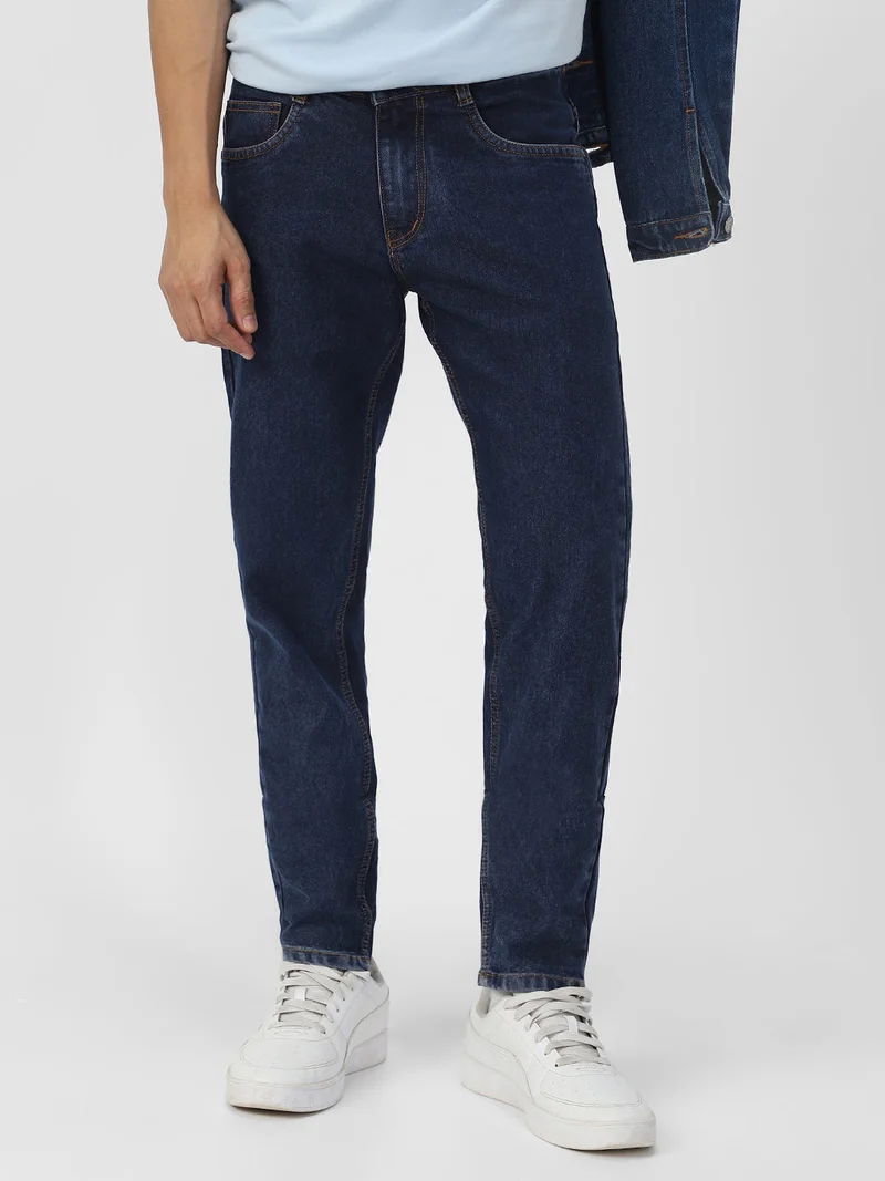 Urbano Fashion  Urbano Fashion Men's Dark Blue Regular Fit Washed Jeans Stretchable for Men | Best Price UAE
