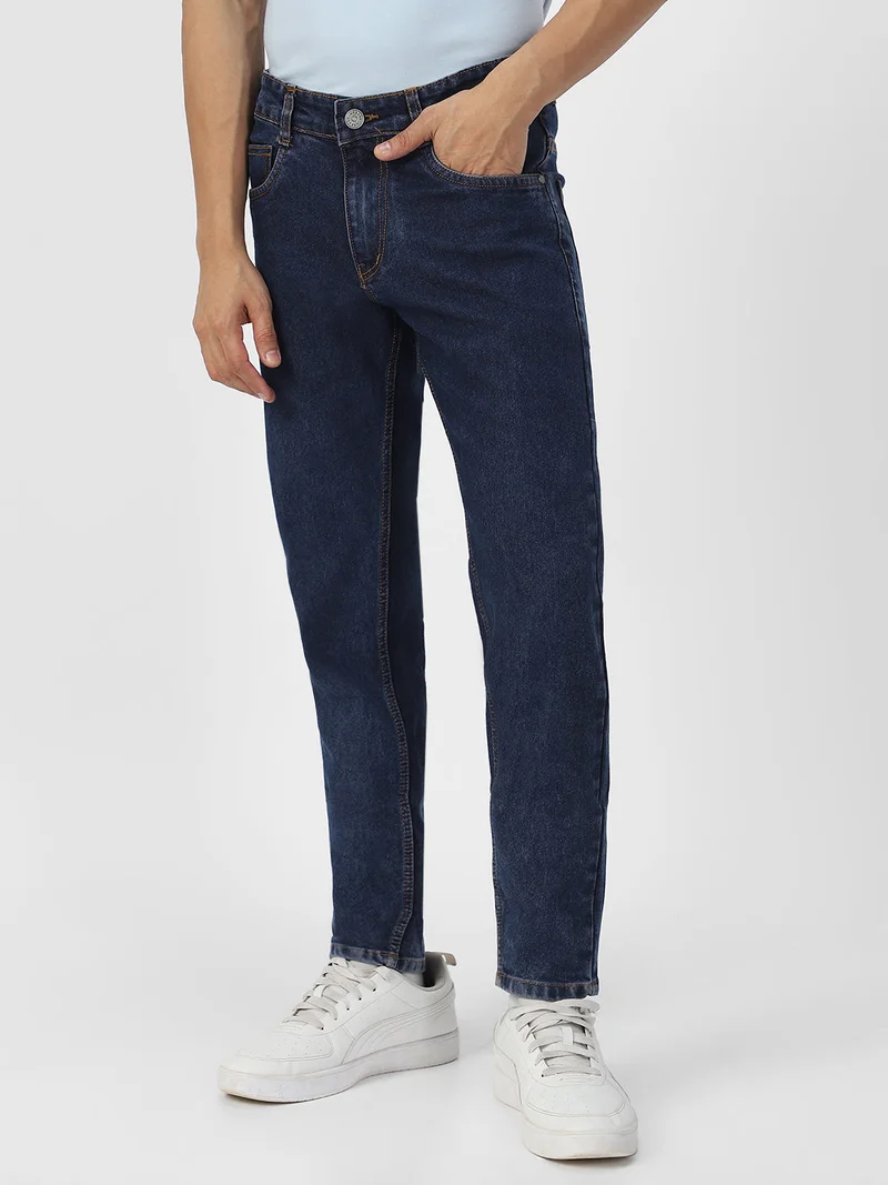 Urbano Fashion  Urbano Fashion Men's Dark Blue Regular Fit Washed Jeans Stretchable for Men | Best Price UAE