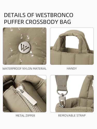 WESTBRONCO Small Puffer Crossbody Bags for Women, Puffy Quilted Purse Nylon Shoulder Handbag with Adjustable Strap - Image 5