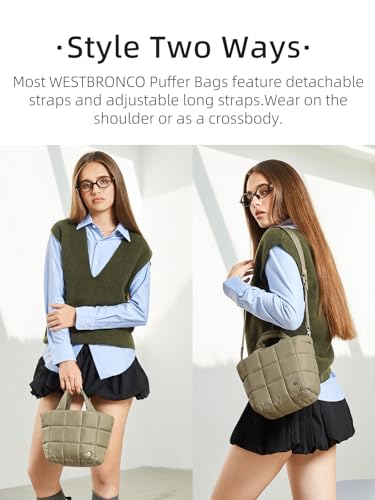 WESTBRONCO Small Puffer Crossbody Bags for Women, Puffy Quilted Purse Nylon Shoulder Handbag with Adjustable Strap - Image 2