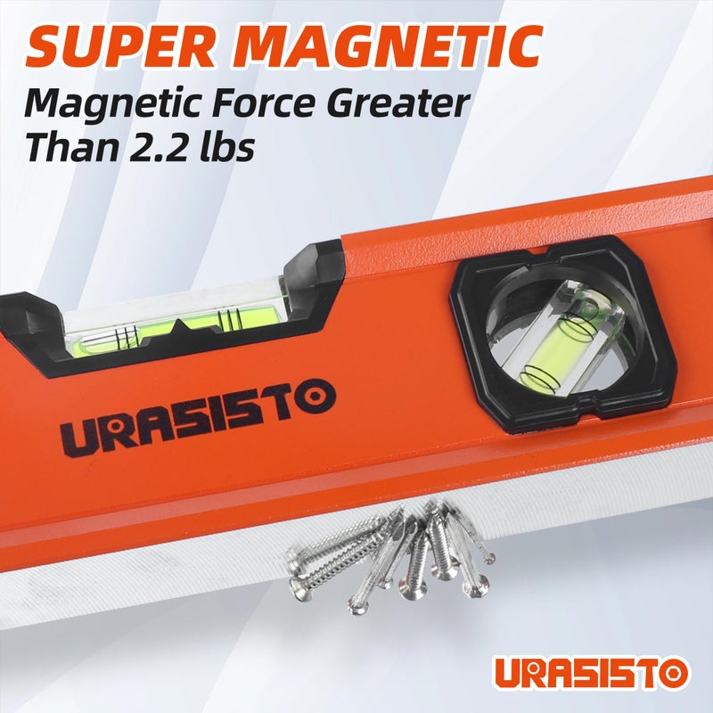 URASISTO 5-Piece Spirit Level Set, 10", 16", 24", 32", 48" Level Set with Magnetic Torpedo Level, 45Â°/90Â°/180Â°Bubbles Measuring, Aluminium Alloy Levels with Carrying Bag - Image 3