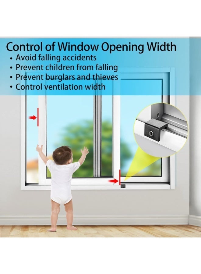 Arabest 6 Sets Sliding Window Locks, Adjustable Window Lock With Key, Can Control The Window Partially Open or Closed, Window Locks ​for Vertical & Horizontal Sliding Windows Doors, for Home and Office (Black) - Image 3