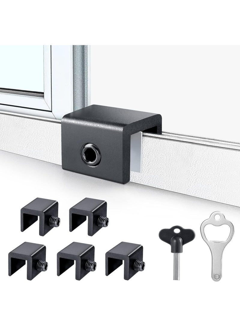 Arabest 6 Sets Sliding Window Locks, Adjustable Window Lock With Key, Can Control The Window Partially Open or Closed, Window Locks ​for Vertical & Horizontal Sliding Windows Doors, for Home and Office (Black) - Image 1