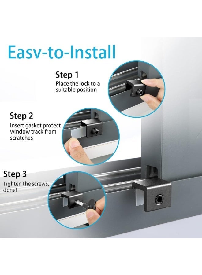 Arabest 6 Sets Sliding Window Locks, Adjustable Window Lock With Key, Can Control The Window Partially Open or Closed, Window Locks ​for Vertical & Horizontal Sliding Windows Doors, for Home and Office (Black) - Image 5