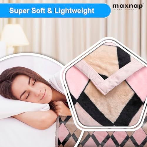 MAXNAP Cloudrest - Gold Diamond Pattern All-Weather AC Blanket for Double Bed – 300 GSM Ultra Soft, Lightweight & Breathable – 220x240 cm, Ideal for Year-Round Use - Image 4