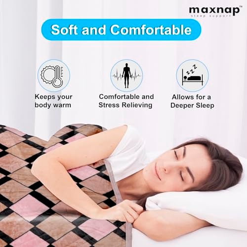 MAXNAP Cloudrest - Gold Diamond Pattern All-Weather AC Blanket for Double Bed – 300 GSM Ultra Soft, Lightweight & Breathable – 220x240 cm, Ideal for Year-Round Use - Image 5
