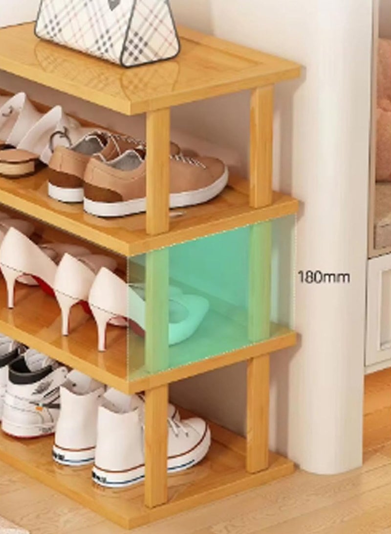 LINGWEI 4,5,6-Tier Bamboo Wooden Shoe Rack Free Standing Stackable Shoe Organizer Shelf - Image 5