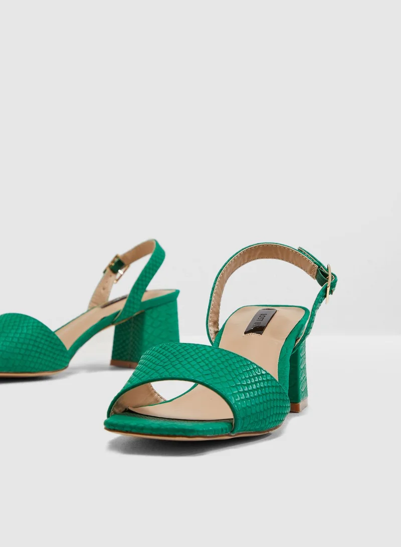 LOST INK Riva Square Mid Flared Sandal