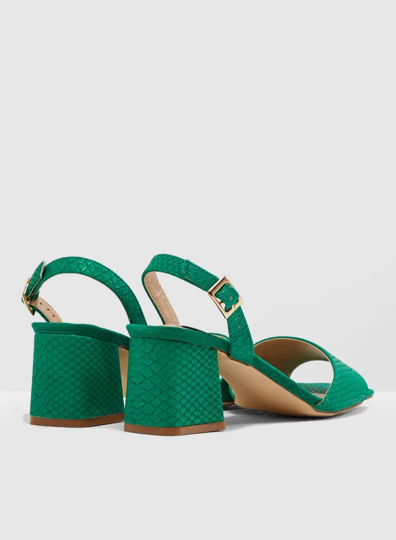 LOST INK Riva Square Mid Flared Sandal