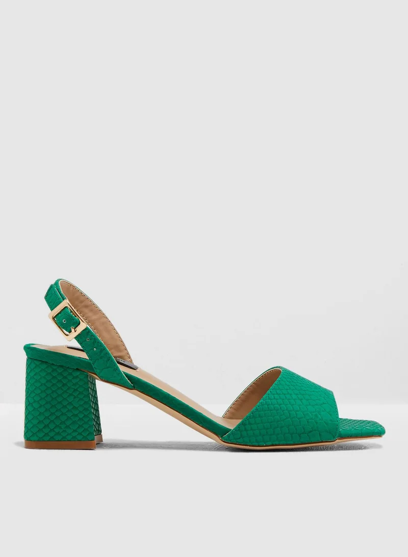 LOST INK Riva Square Mid Flared Sandal