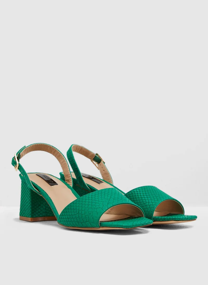LOST INK Riva Square Mid Flared Sandal