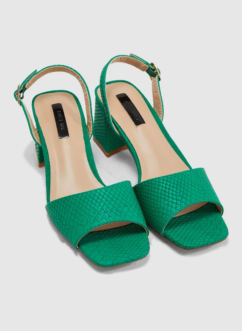 LOST INK Riva Square Mid Flared Sandal