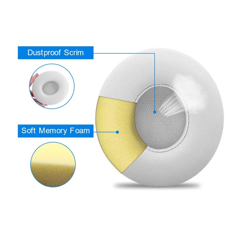 Link Dream Replacement Ear Pads for Beats Solo 2 & 3 - Memory Foam Earpads Cushion Cover for Wireless Headphones (White) - Image 4