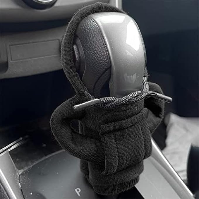 rayihni BESULEN Car Shift Gear Cover Fashionable Sweater Hoodie Auto Shift Knob Cover Soft  Comfortable Universal Fit Automotive Gear Shift Knob Protector Car Interior Decor Accessories Black - Image 3