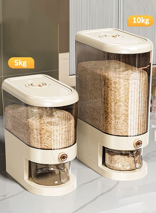 Rice Bin, Rice Dispenser, Large Grain Container Storage with Lid Measuring Cylinder Food Container Storage Household Cereal Dispenser Bucket for Kitchen Soybean Corn  - Image 1