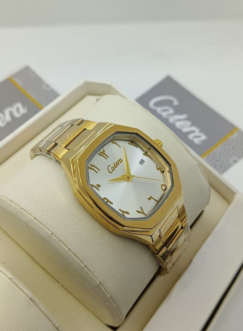 كاتيرا ساعة يد رجالية بسير ستيل ضد الماء عصرية و حديثة وبجودة عالية - ارقام عربية من Catera