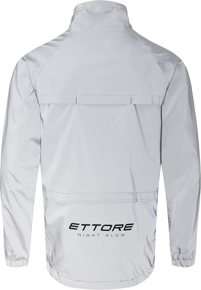 ETTORE Mens Cycling Jacket Waterproof Breathable High Visibility Reflective Silver - Night Glow - Image 2